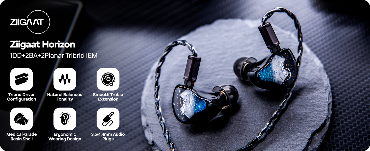 イヤホン ZIIGAAT HORIZON Linsoul ZiiGaat Horizon in Ear Monitor, 1DD+2BA+2 Planar HiFi